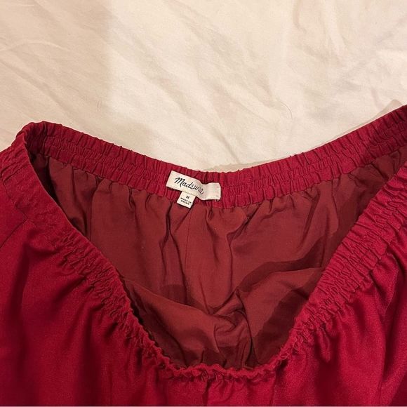 NWOT MADEWELL SCALLOP EYELET HEM PULL ON SKIRT IN WINE RED - Picture 2 of 2
